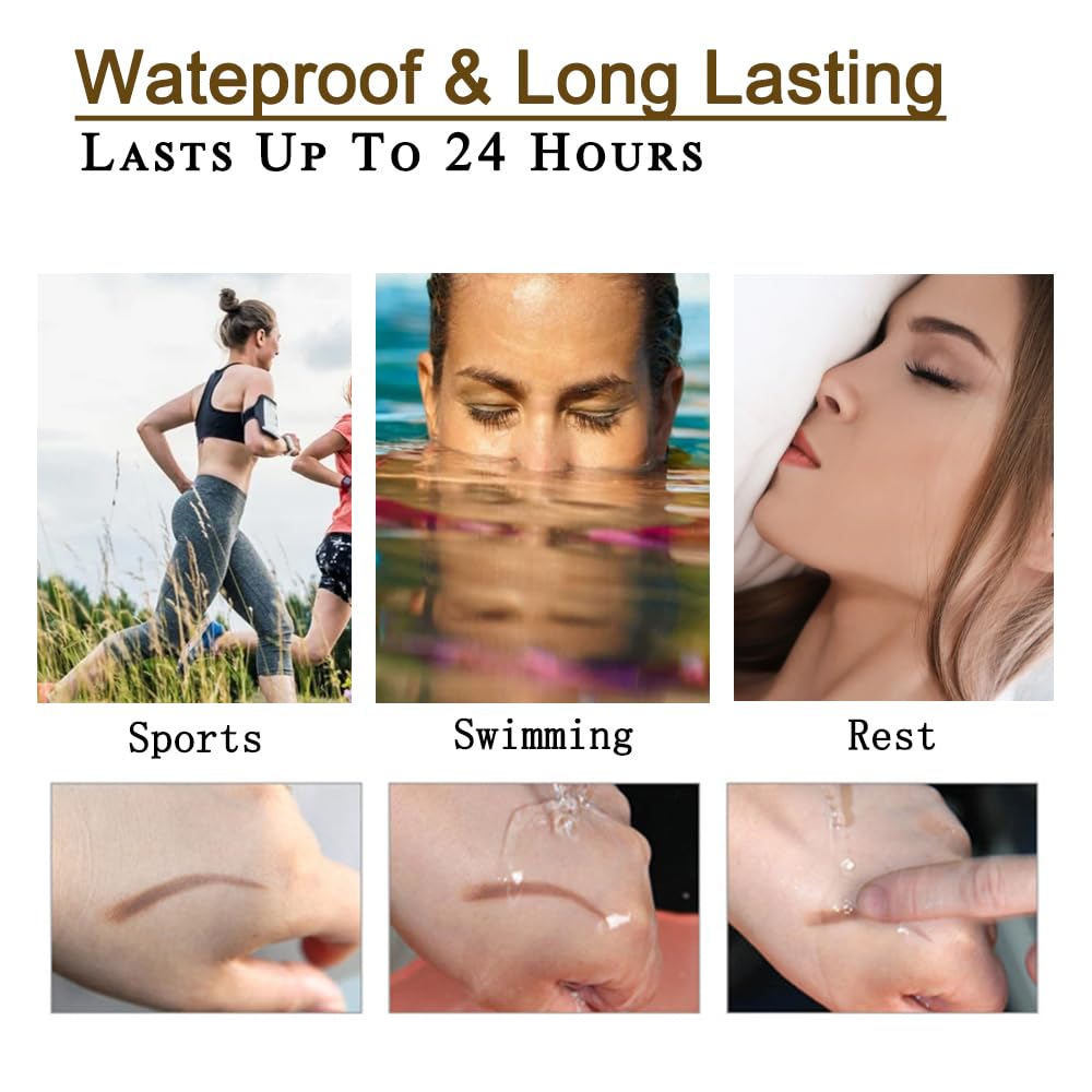 Waterproof Eyebrow Pen - Microblading Tattoo Brow Pencil, 24 Hours Long Lasting, Creates Natural Looking (Auburn - 2 PCS)