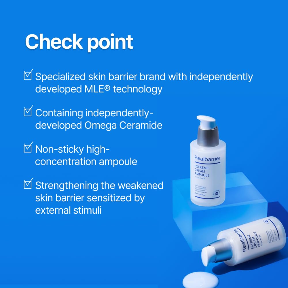 Real Barrier | Extreme Cream Ampoule | Face Serum for Dry Skin | Skin Barrier Repair & Strengthening Facial Serum | Moisturizing Skin Care for Sensitive Skin | Korean Skin Care | 1.96 fl oz (50ml)