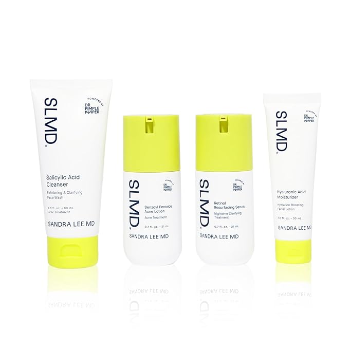 SLMD Skincare by Dr. Pimple Popper - 30-Day Acne System - 4-pc Kit - 3 Steps, 2x per Day Full Routine to Treat and Prevent All Stages of Acne