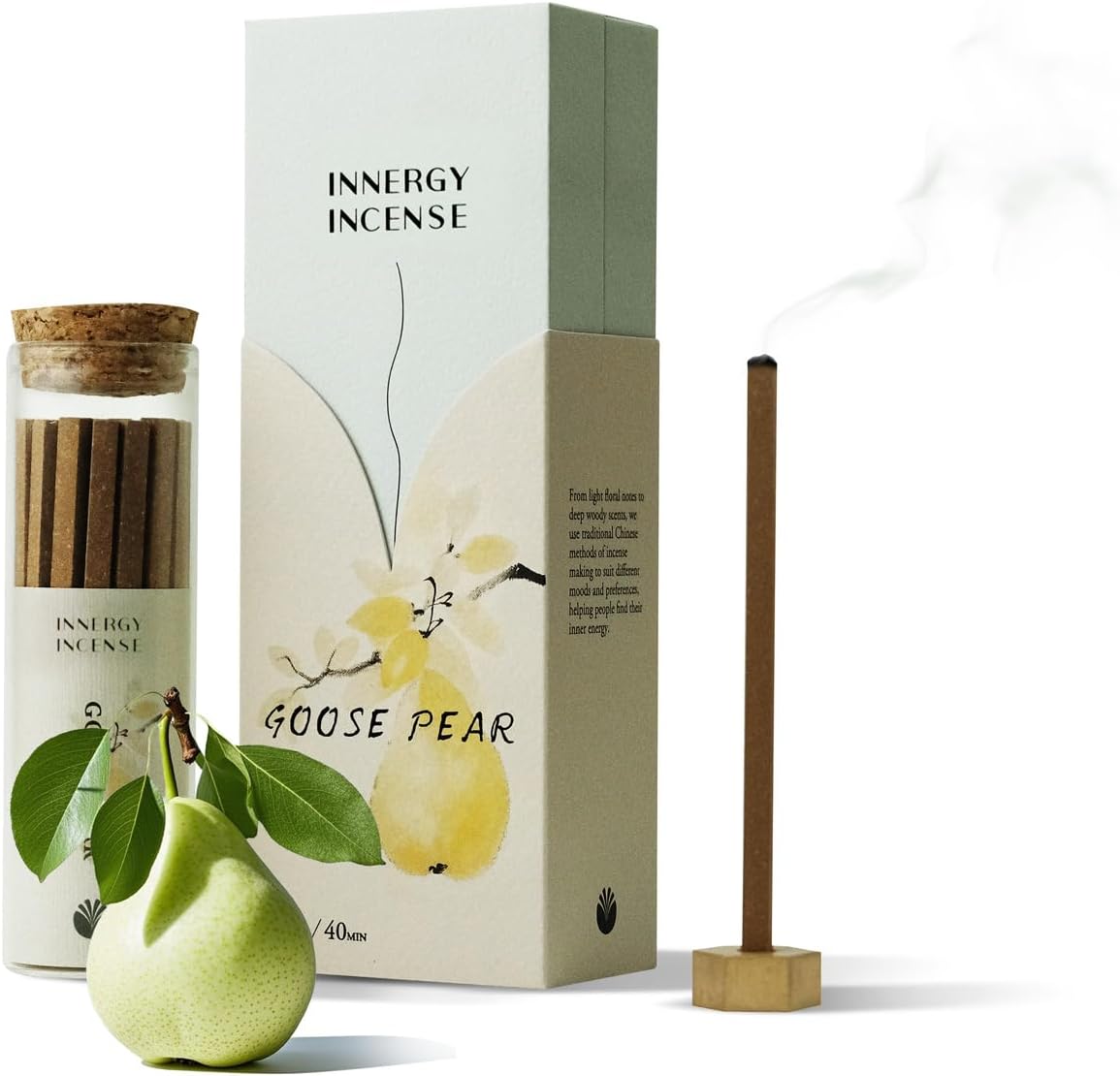 Yoga & Relaxation - Innergy Goose Pear Incense Sticks, Natural Fruity-Herbal Blend Yoga Incense