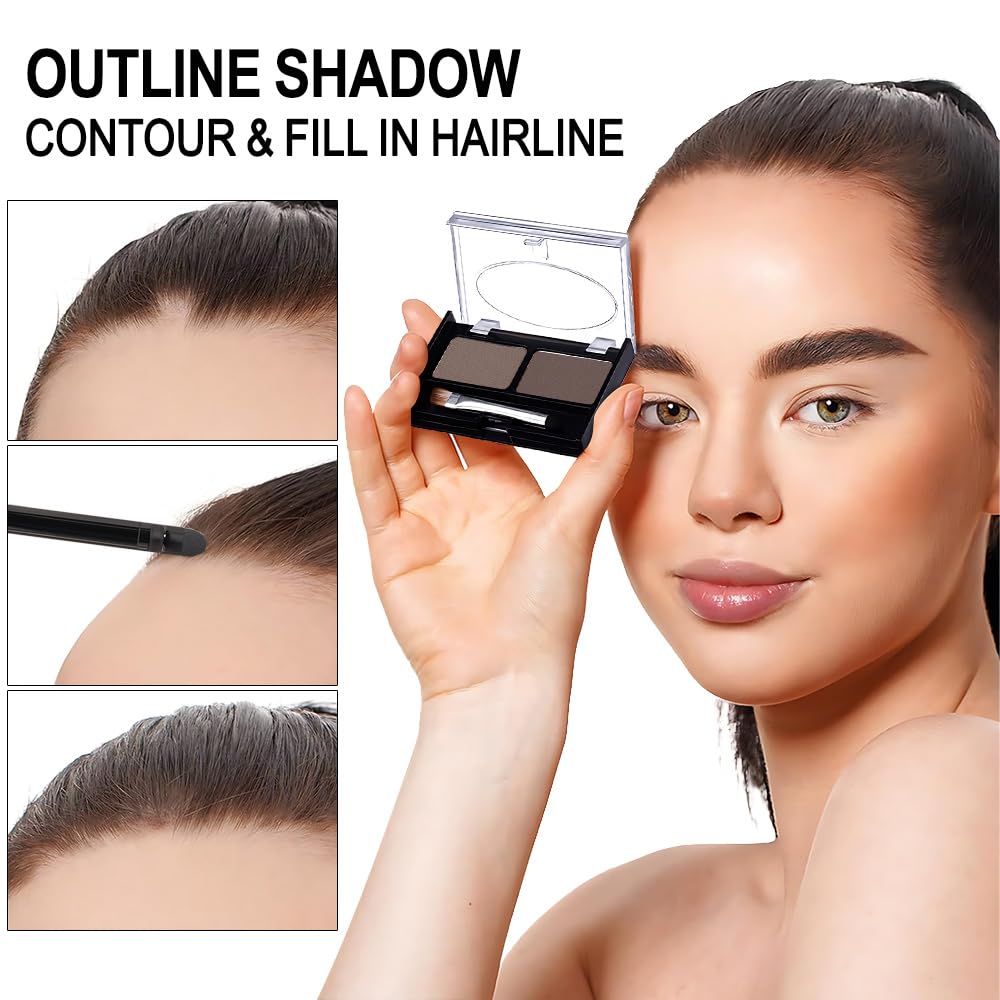 Light Dark Brown Eye Brow Powder Kit for Women, Medium Coffee Eyebrow Powder Palette with Brush,Brow Color Filler Get Full Defined Natural Brows, Highlight Contour sombra para cejas, Vegan