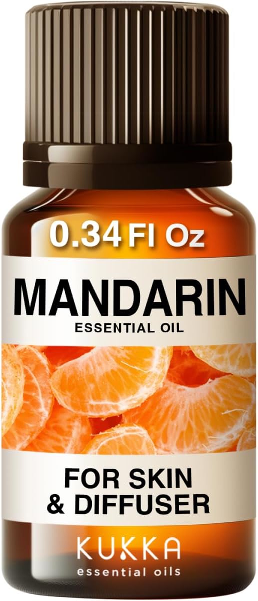 Kukka Mandarin Essential Oil for Diffuser Skin - 0.34 Fl Oz - Fresh & Citrusy Scent for Aromatherapy,Candle, Bath Bomb, DIY Soap Making Scents