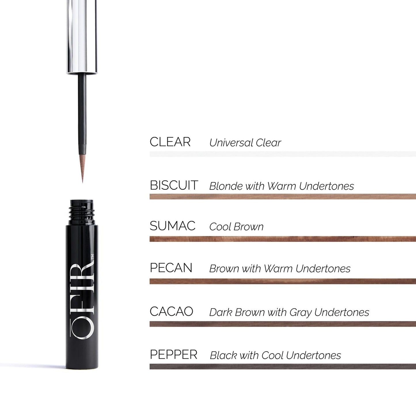 OFIR Brow Tonic Serum Browliner | Cruelty-Free Hybrid Makeup & Skincare | Smudge-Proof Matte Finish with Hyaluronic Acid & Plant Extracts | Strengthening Brow Serum | Cacao - Dark Brown, 0.057 Oz