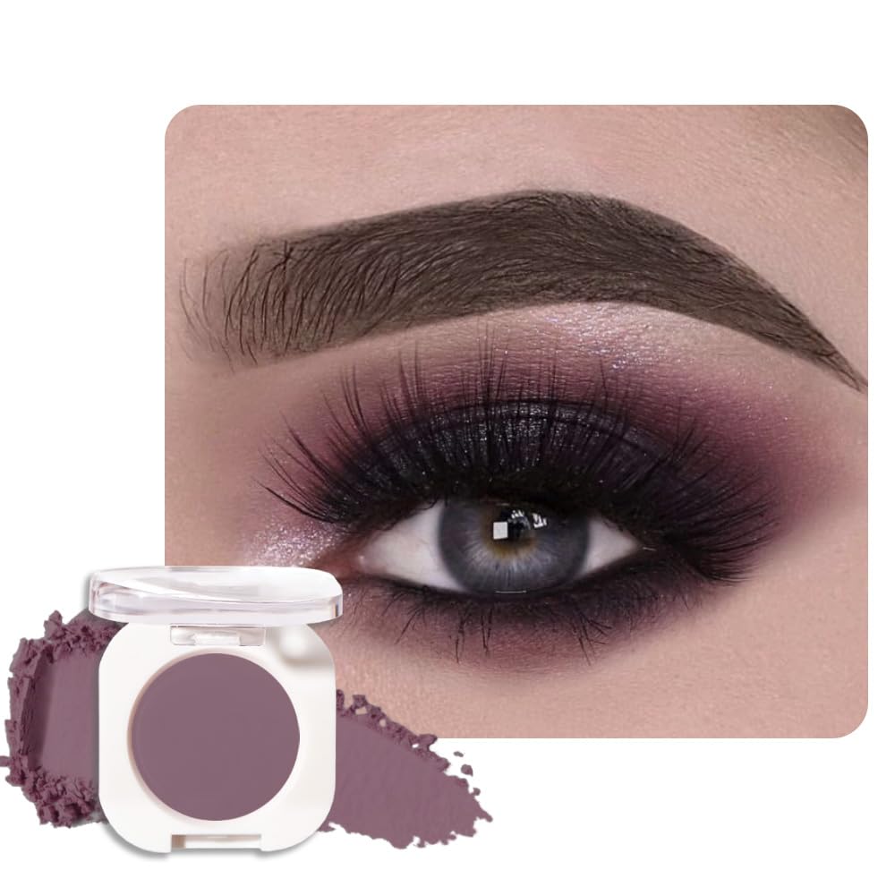 Plum Matte Eyeshadow Palette for Women, Single Monochrome Eye Shadow Makeup, Shiny Pressed Powder, Blendable Natural sombras para ojos, Holographic,Vegan,Travel -30