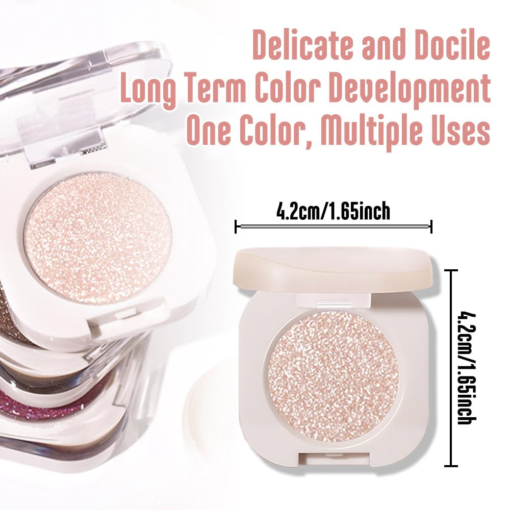 2Pcs Single Color Glitter Eyeshadow, Light Monochrome Pressed Glitter Matte Shimmer Eyeshadow, Talc-Free, Paraben-Free, Cruelty-Free, Lightweight Long-Lasting Single Eyeshadow Palette 11#+12#