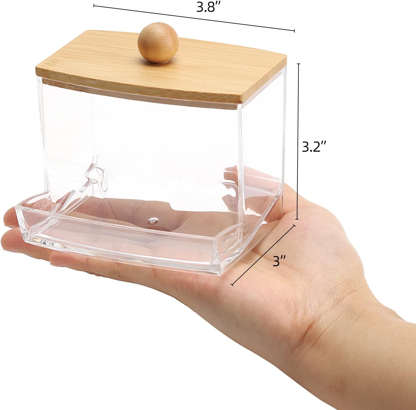 Tbestmax 2 Pack 10oz Qtip Holder Dispenser with Bamboo Lids, Big Clear Bathroom Organizer Accessories Decor for Storage-Qtips Cotton Ball Holder Apothecary Jars, Cotton Swabs, Floss Container