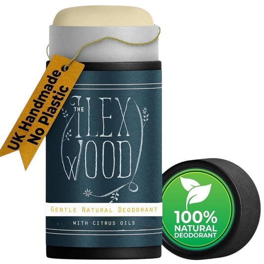 The Ilex Wood - Gentle Natural Deodorant with Citrus Oils - 2.4 fl oz. Natural Handmade Vegan Deo, no plastic, no alcohol, Sodium Bicarbonate Free, Recyclable, Cruelty Free, no Toxins & no Aluminium Salt