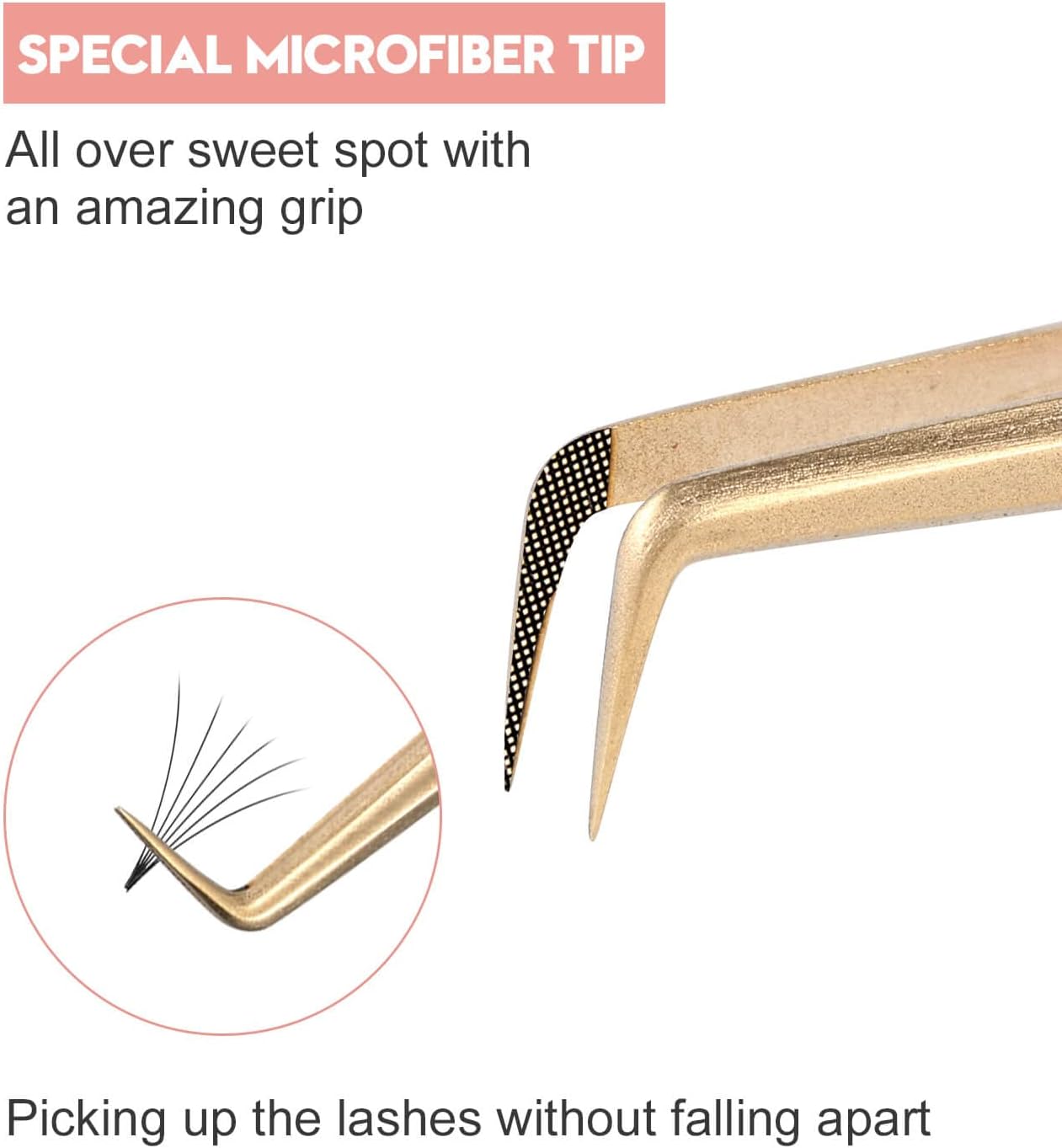 Ms.Queen 90 Degree Lash Tweezers for Eyelash Extensions, Precision Fiber Tip Grip Mega Volume Lash Tweezers