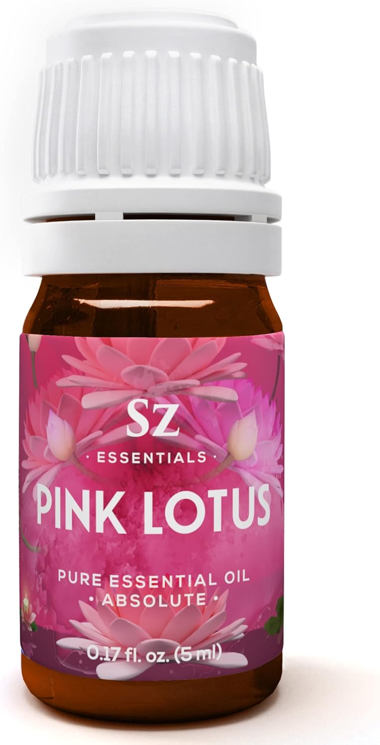 Pink Lotus 100% Pure, Essential Natural Oil - Extracted from Nymphaea Nucifera - Divine & Sweet Scent, with Exotic Floral Overtones - Therapeutic Grade & Vegan - 0.17oz (5ml)