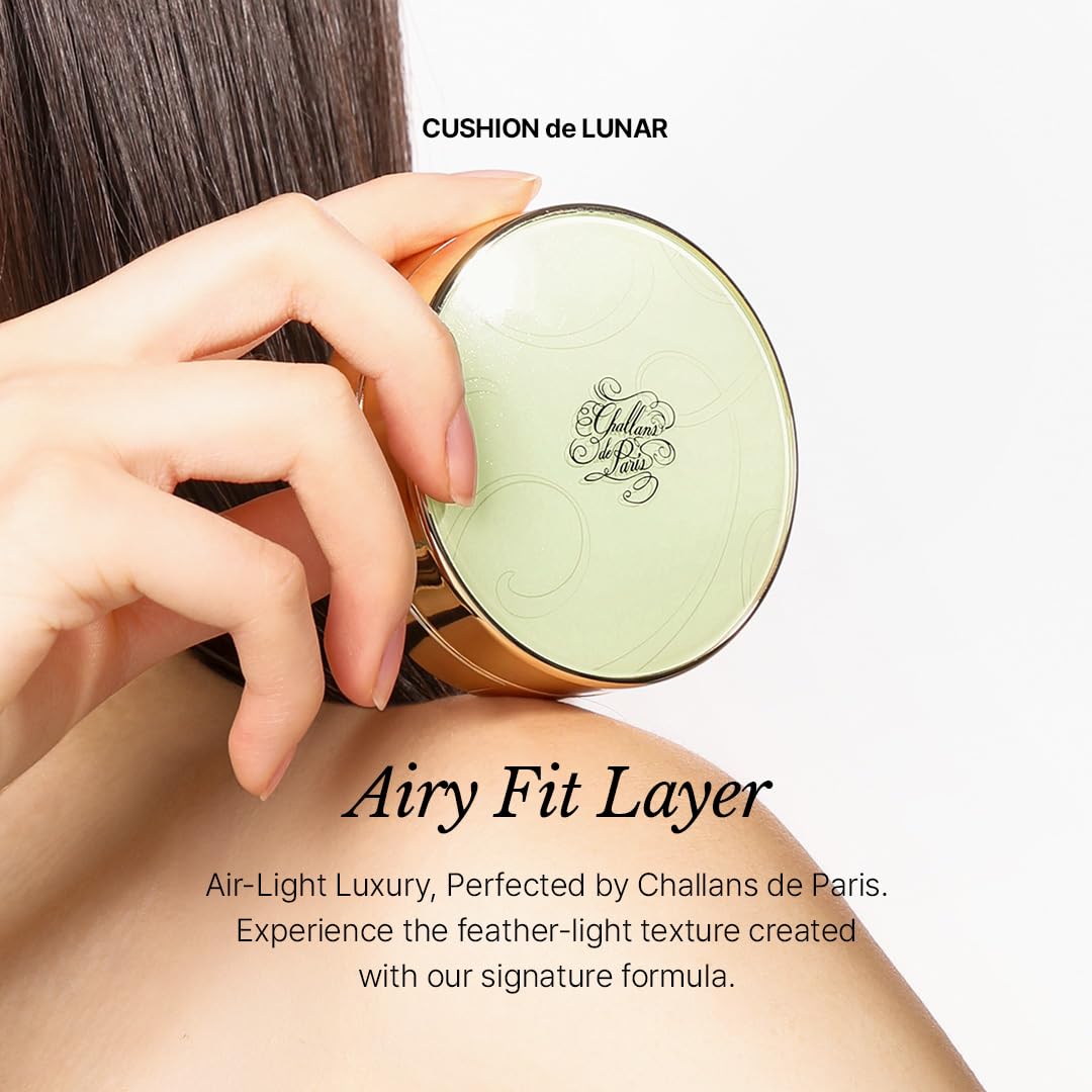 [CHALLANS de PARIS] Cushion de Lunar Excellence Foundation – 21 Bright Ivory | Long-Wear, Buildable Coverage, Lightweight Airy Fit, Hydrating Glow, SPF 40 PA+++