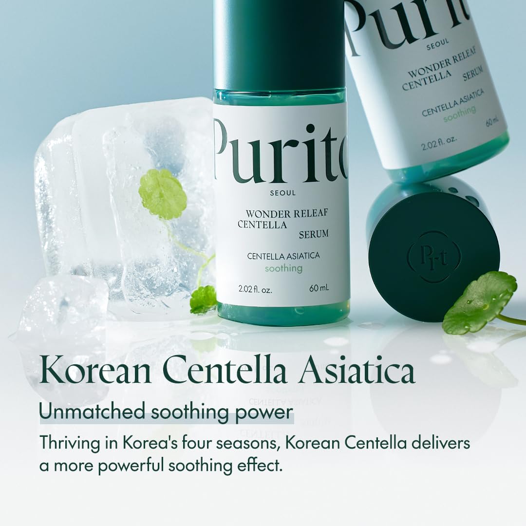PURITO Centella Serum, Korean Centella, for All Skin Types, Ampoule, Soothing, Calming, Facial Serum for face, Vegan & Cruelty-Free, Korean Skin Care, 60ml 2fl.oz