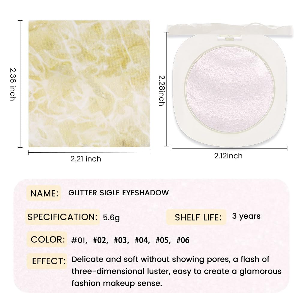 Light Pink Cream Glitter Shimmer Metallic Eyeshadow Palette Makeup, Natural Single Mini Instant Holographic Eyeshadow For Women, Sombras Crema Para Ojos, Talc, Paraben & Cruelty Free