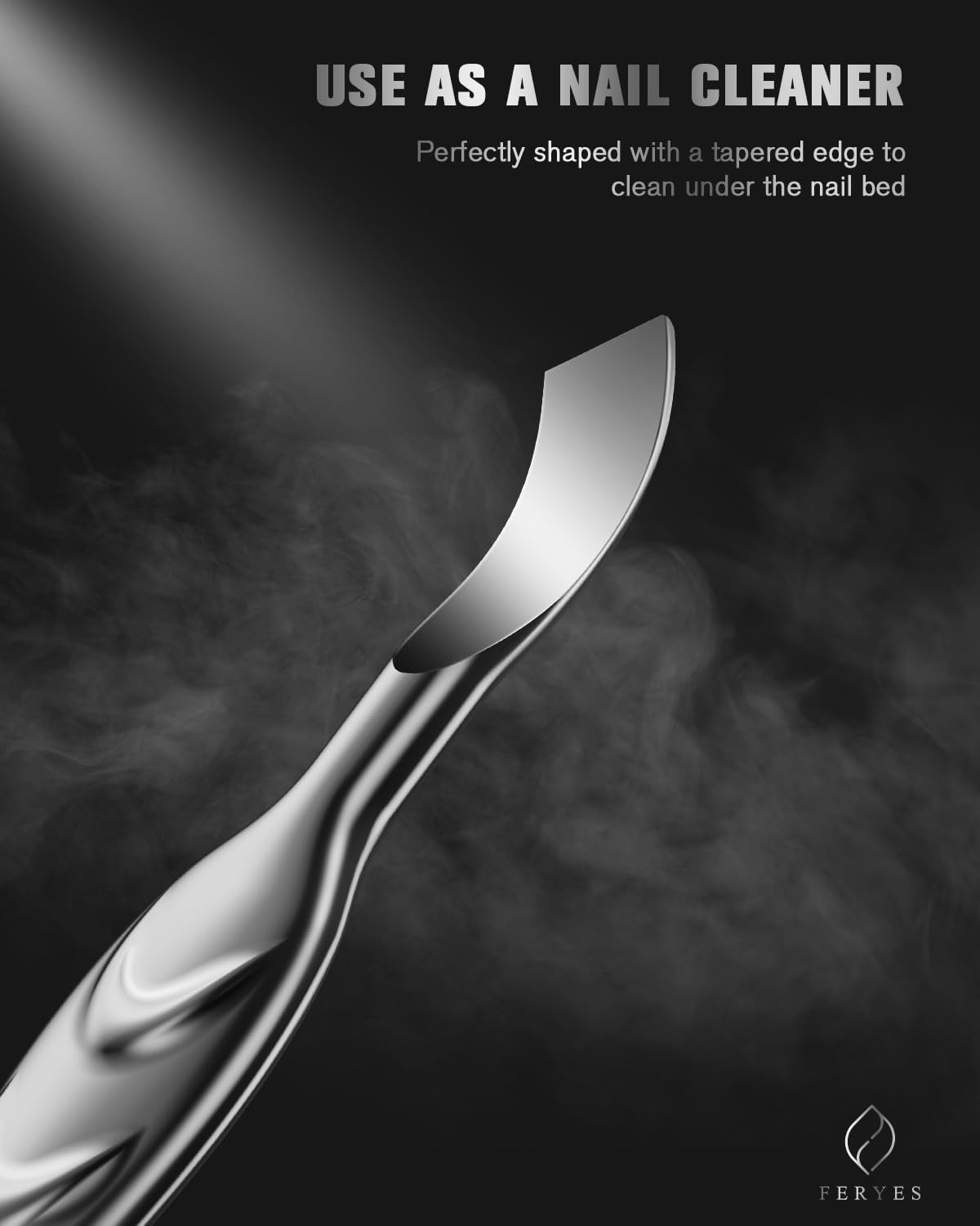 FERYES Elegant Precision Cuticle Pusher & Nail Cleaner - Dual-Ended Cuticle Stick Stainless Steel Cuticle Tool for Flawless Nail Care