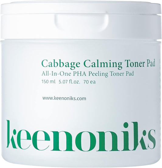 Cabbage Calming Toner Pads – PHA Exfoliating & Cooling Facial Wipes with 150,000ppm Cabbage Extract for Redness Relief & Pore CareㅣKorean Skincareㅣ70 Pads (5.07Oz)
