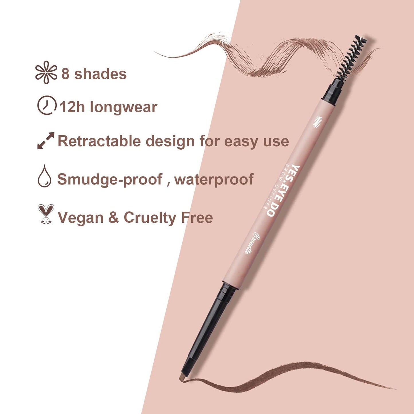 Taupe Eyebrow Pencil, Ultra Fine Eyebrow Pencil Taupe Definer with Hair Like Stroke, Ultra Fine Automatic Brown Eye Brow Pen, Create Hair-Like Stroke Line for Natural Brows, YES.EYE DO
