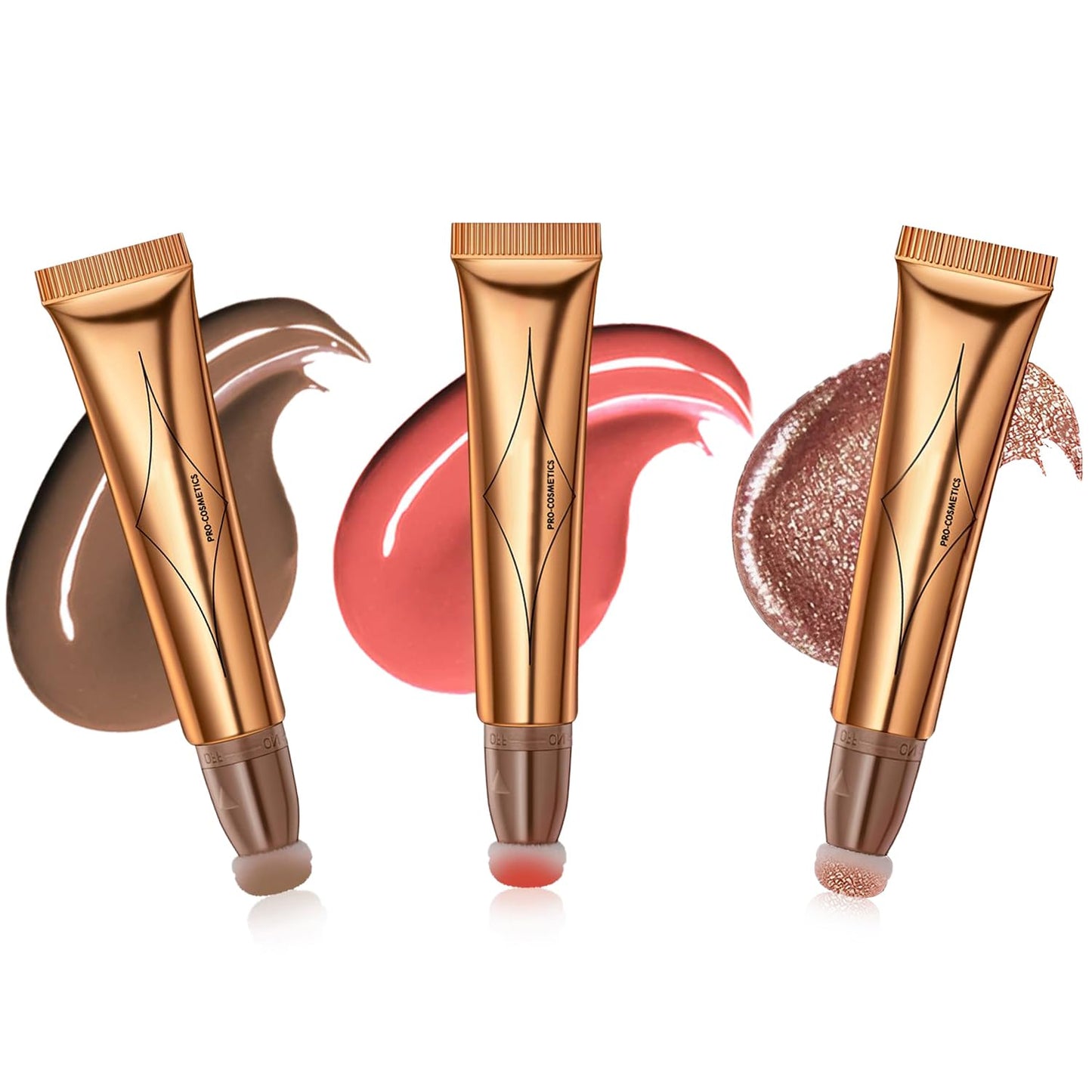 Liquid Contour Beauty Wand Set,Blush Liquid Contour Stick Highlighter Makeup With Cushion Applicator,Long Lasting Smooth Natural Matte Finish,Lightweight Blendable Super Silky Cream Sticks (01#03#05)