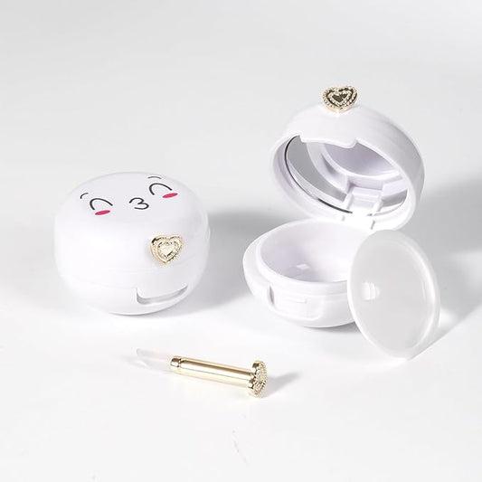 2 Pack Lip Balm Containers,Plastic Portable Empty Lip Balm Container with Mirror and Silicone Lip,Empty Lipstick Dispenser Box for Travel,Home