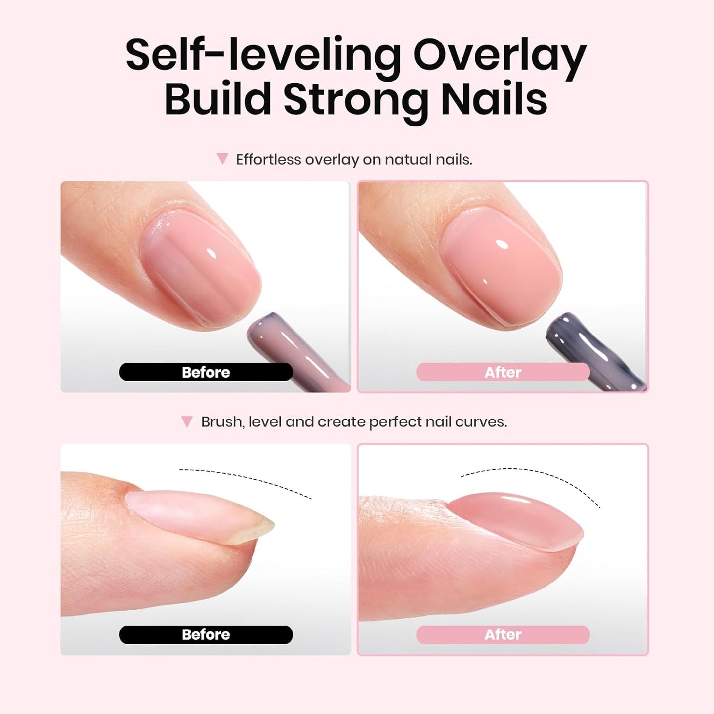 Beetles Rubber Base Builder Nail Gel Set - 6 Colors Nude Pink White Base Gel Polish for Nail Extension, Repair and Sculpting, Soak Off LED Manicure Art Design Gifts for Women