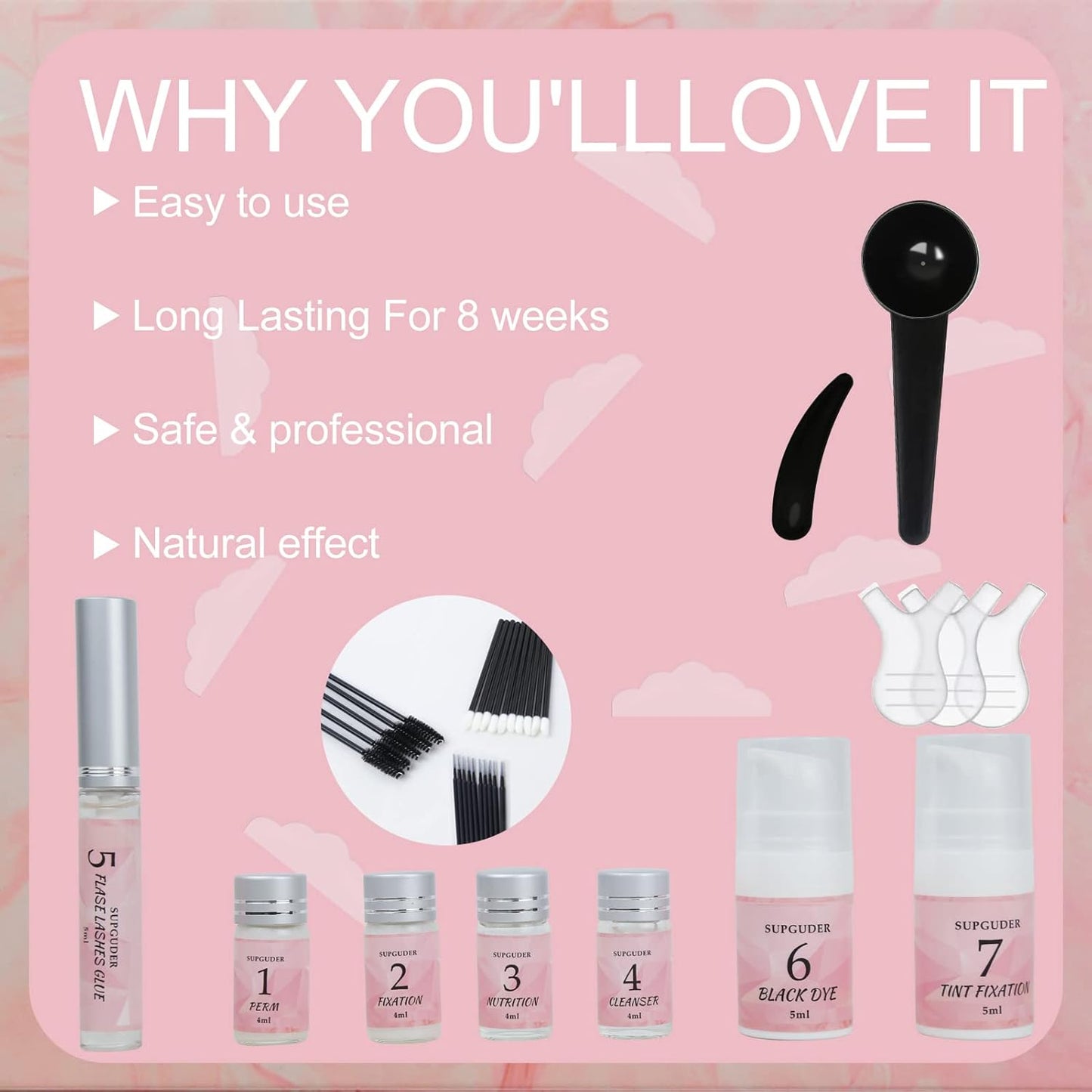 2025 4in1 Lash Lift and Brow Lamination Kit with Long-Lasting Black Color for 6-8 Weeks, Eyelash & Eyebrow Perm DIY Professional Kit,Easy to Use at Home & Salon