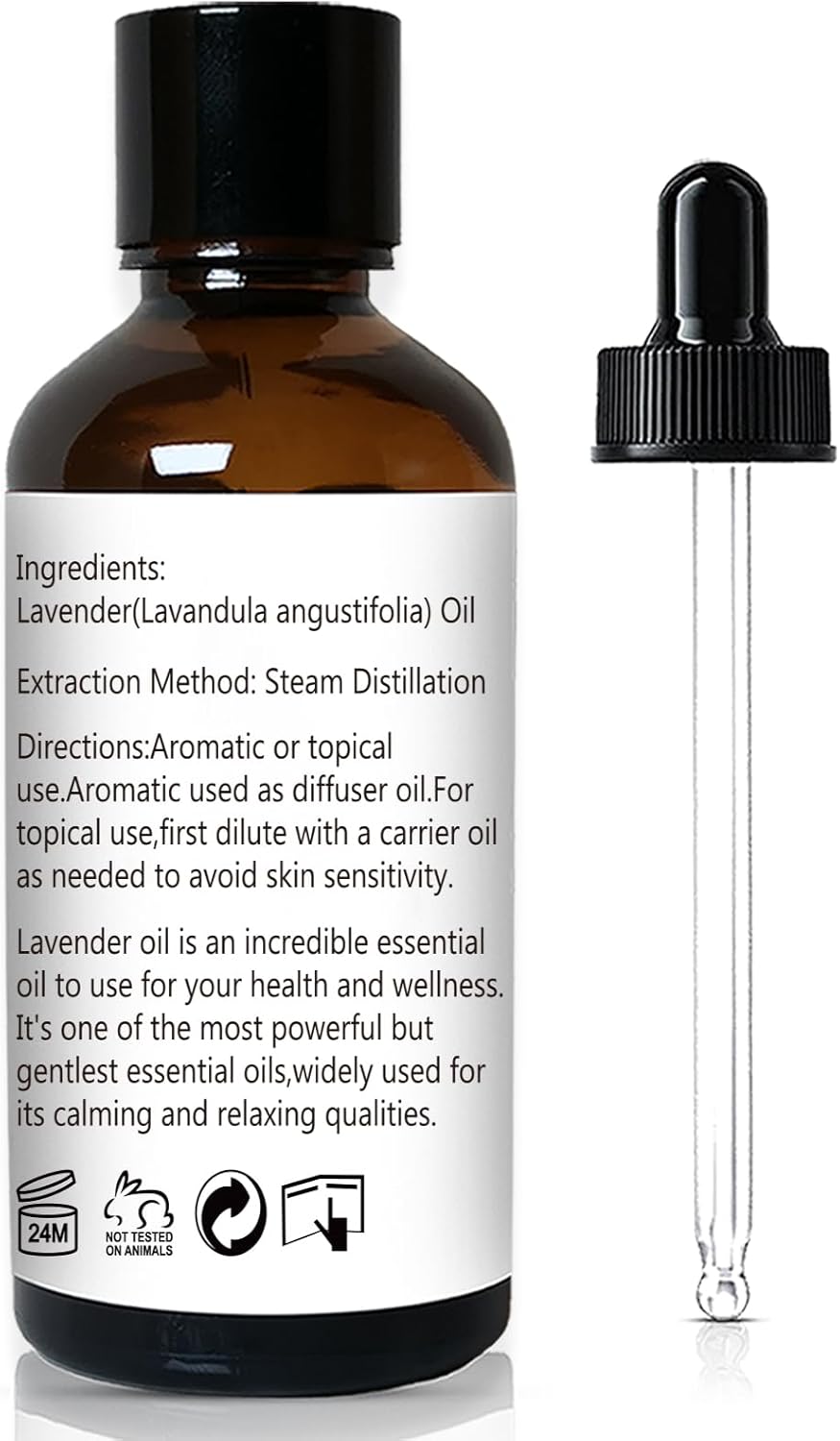 Lavender Essential Oil, Pure Lavender Oil for Skin, Hair, Diffuser, Spray, Body Wash, Lotion, Soap, Household - 1 Oz/30ml
