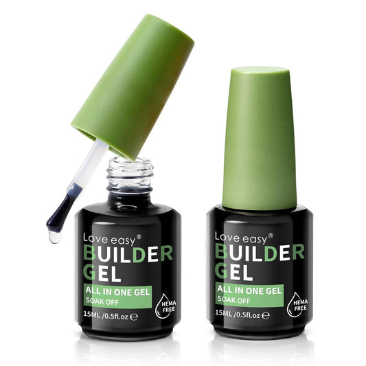 Builder Gel for Nails, 2 Pack Crystal Clear Soft Polish Fast Self-leveling Apex Strength Thickness Enhancement Building Thin Weak Nail, Beginners Home DIY Salon Manicure (U V Light Needed)