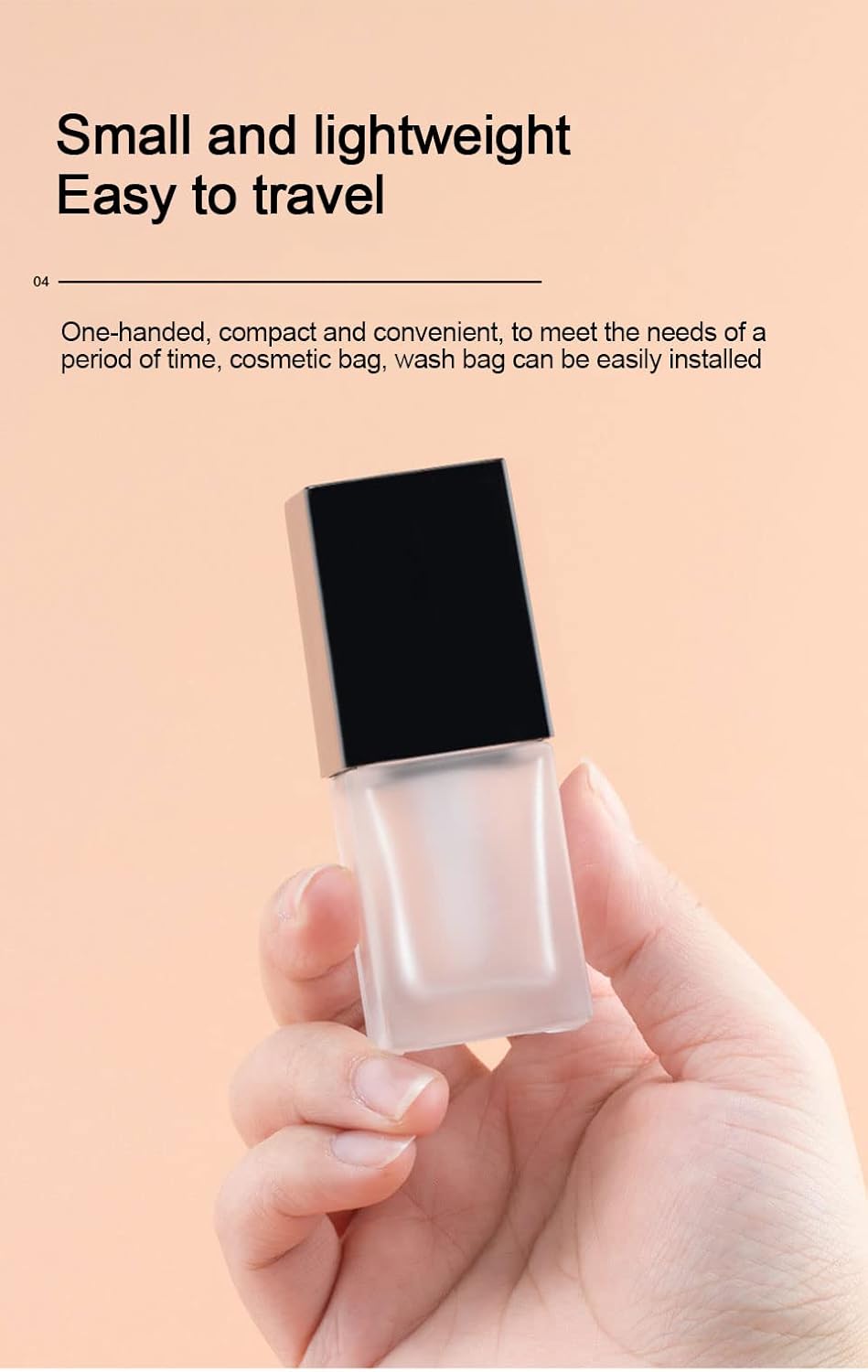 2 Pack 30ml/1oz Empty Frosted Glass Foundation Bottle, Travel Refillable Square Lotion Pump Bottles for Essential Oils Liquid Body Cream Cosmetic Samples Vials