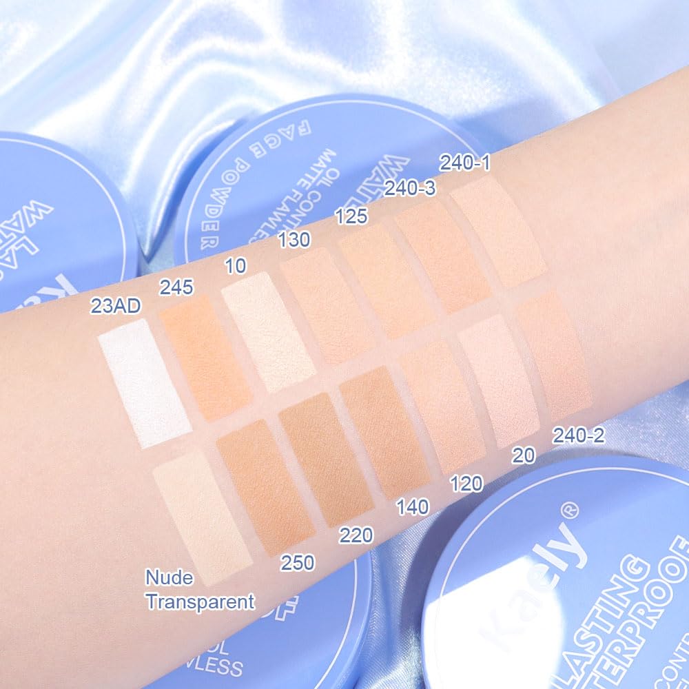 Kaely Oil Control Face Pressed Powder, Perfection Matte Compact Powder, Long Lasting Waterproof Finishing Powder Makeup, polvo compacto de maquillaje, Lightweight, Vegan, 130 True Beige