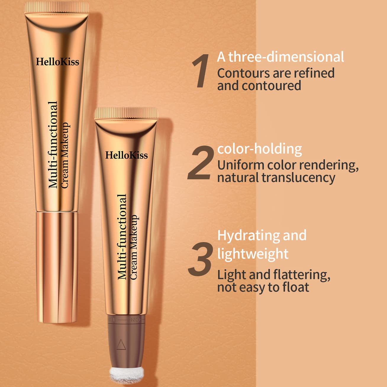 Liquid Contour Beauty Wand, Cream Highlighter Makeup Stick,Smooth Liquid Bronzer Stick with Cushion Applicator, Lightweight Blendable Body Face Shimmer Highlighter Contour Stick, Cruelty-free(02+05)
