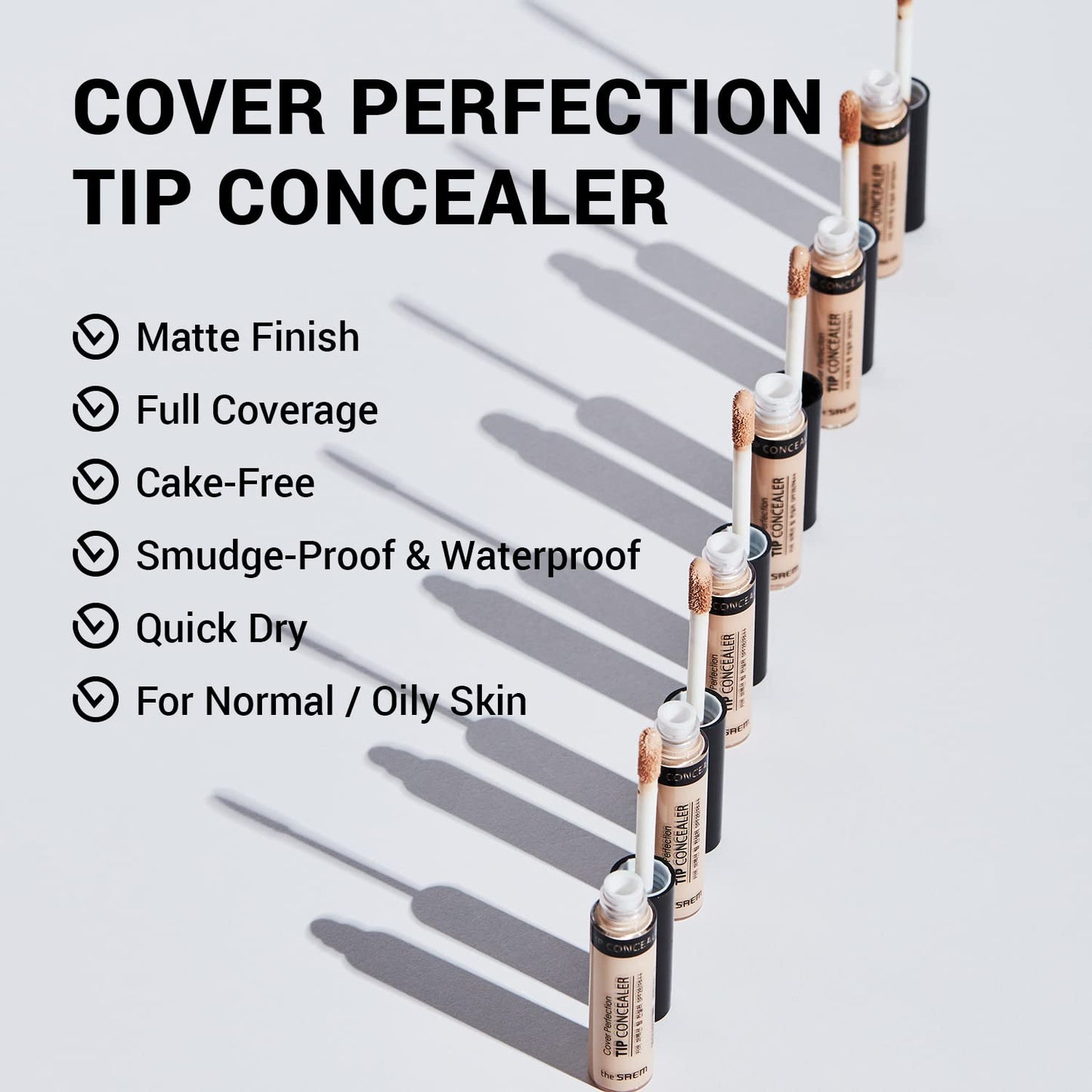 THE SAEM Cover Perfection Tip Concealer, Liquid Multi-Use Concealer, Full Coverage Makeup for Acne Dark Spots Dark Circles Hyperpigmentation and Blemishes, 0.2 fl.oz. (#1.75 Middle Beige)