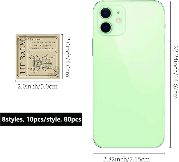 CRASPIRE Lip Balm Labels 80pcs Homemade Lip Balm Labels 2” Clear Lip Balm Labels for Tubes Printable Waterproof Lip Balm Stickers Labels for Lip Balm Handcream Candle Container（Insect-Brown）