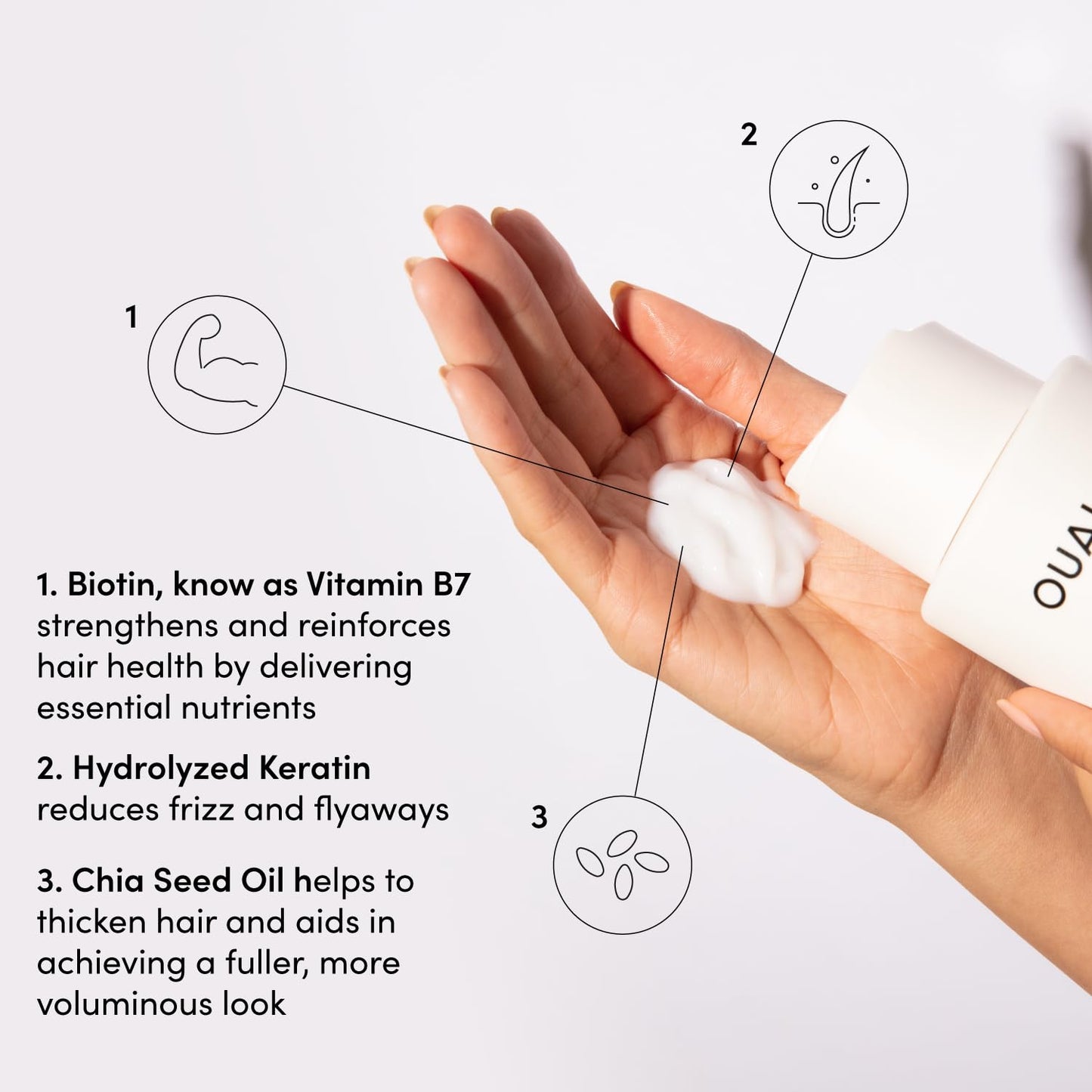 OUAI Fine Hair Shampoo & Conditioner Set, Travel Size - Volumizing Shampoo & Conditioner - With Strengthening Keratin, Biotin & Chia Seed Oil - Sulfate, Paraben & Phthalate Free (3 Oz)