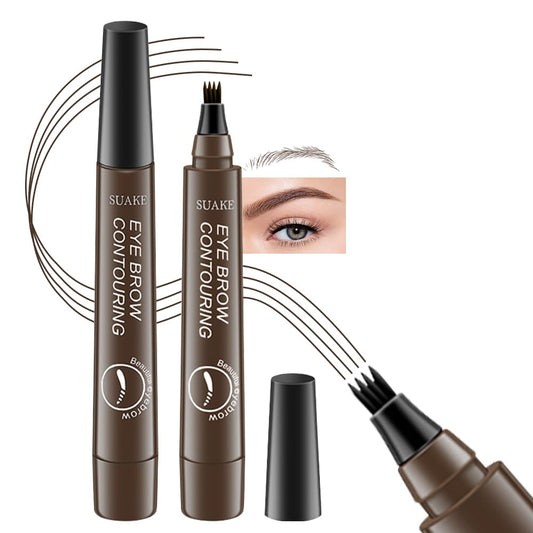 Kaely 2Pcs Eyebrow Pencils for Women, 4 Tip Magical Precise Waterproof Brow Pen, Microblading Eyebrow Contouring Pen, lapiz de cejas 3d Eye Brow Gel, 24h Smudge Proof, 02 Dark Brown