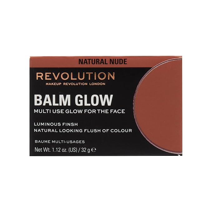 Revolution, Balm Glow, Multi-Use Balm for Cheeks, Eyes & Lips, Buildable Formula, Dewy Finish, Natural Nude, 1.12 Oz.