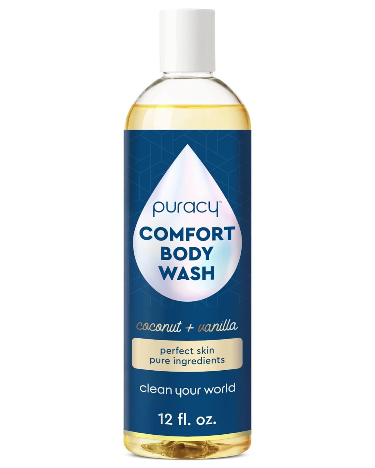 Puracy Body Wash, Natural Body Wash, 98.6% Pure Plant Ingredients, Moisturizing Shower Gel for Women Men Kids, Body Soap for Dry Sensitive Skin. Gently Scented with Coconut & Vanilla 12 Oz