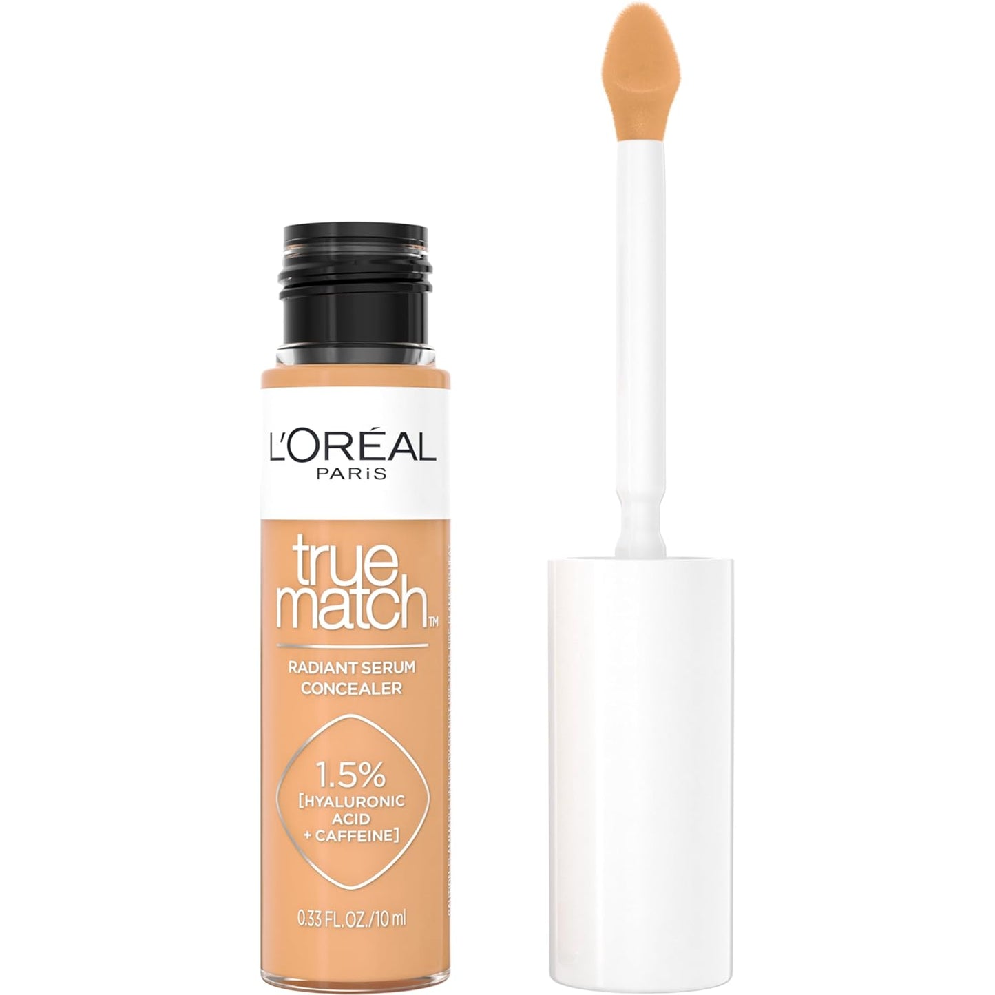L’Oréal Paris True Match Radiant Serum Concealer, Brightening Under Eye Concealer Make Up with 1.5% Hyaluronic Acid and Caffeine, W7, 0.33 Oz