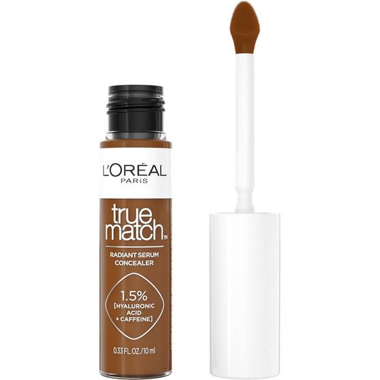 L'Oreal Paris True Match Radiant Serum Concealer, Brightening Under Eye Concealer Make Up with 1.5% Hyaluronic Acid and Caffeine, C10, 0.33 Oz
