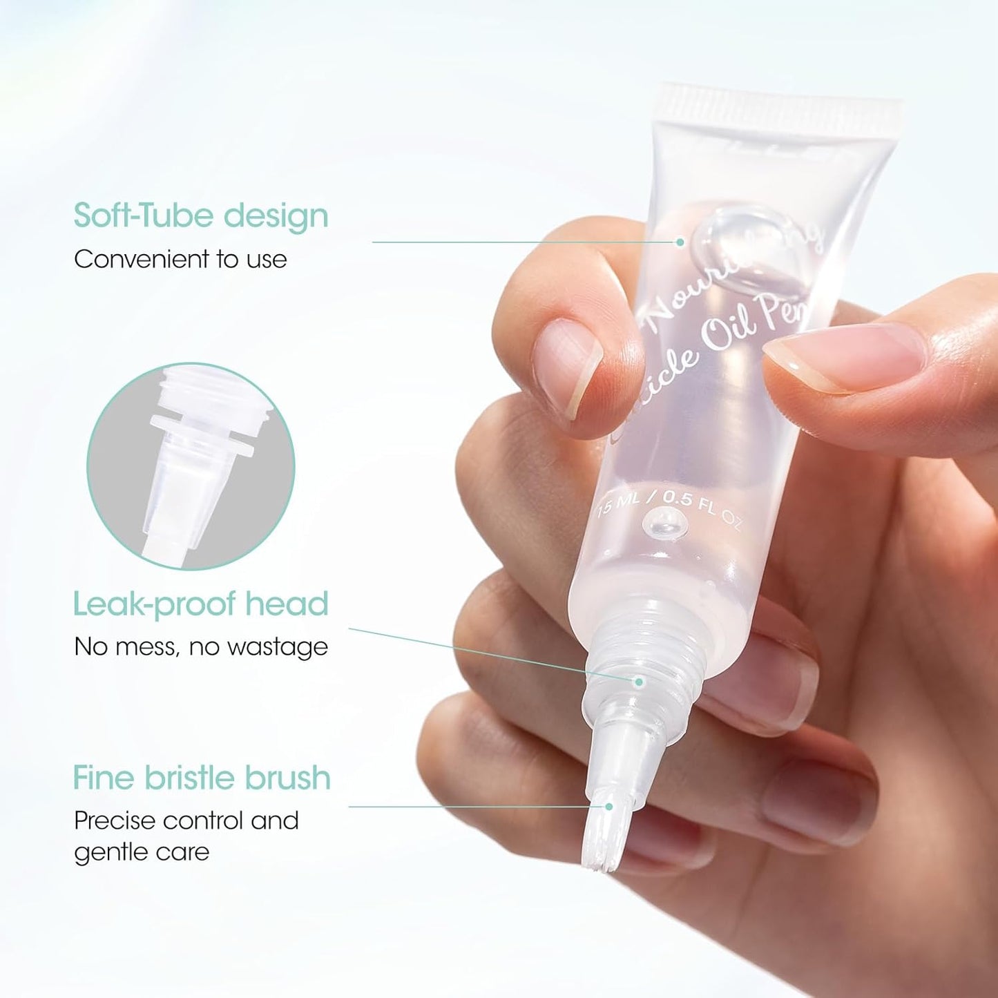 Gellen Nail Cuticle Oil Pen, Travel-sized Soft Brush Design, Rich in Jojoba Oil & VE, Soften Cuticle Strengthen Growth & Moisture Treatment for Dry Hangnail Thin Nails, 15ml Fragrance-free