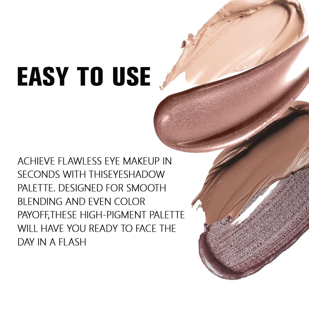 Kaely Cream Eyeshadow Quad, Nude Brown Matte Shimmer Eyeshadow Palette Makeup, Neutral Eye Shadow Palette for Older Women Pigmented Waterproof, sombras para ojos, Blendable, Cruelty-free, 03