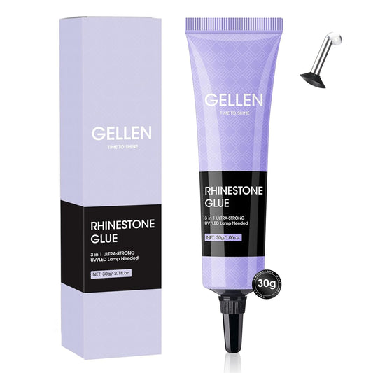 Gellen 30g Rhinestone Glue for Nails, Super Strong Adhesive Gel Nail Glue for Nail Charms, UV Light Needed Nail Gel for 3D Nail Art & Beads & Diamonds & Jewelry