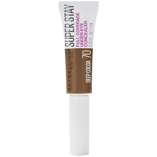 Maybelline Super Stay Super Stay Full Coverage, Brightening, Long Lasting, Under-eye Concealer Liquid Makeup Forup to 24H Wear, With Paddle Applicator, Deep Cocoa, 0.23 fl. oz.