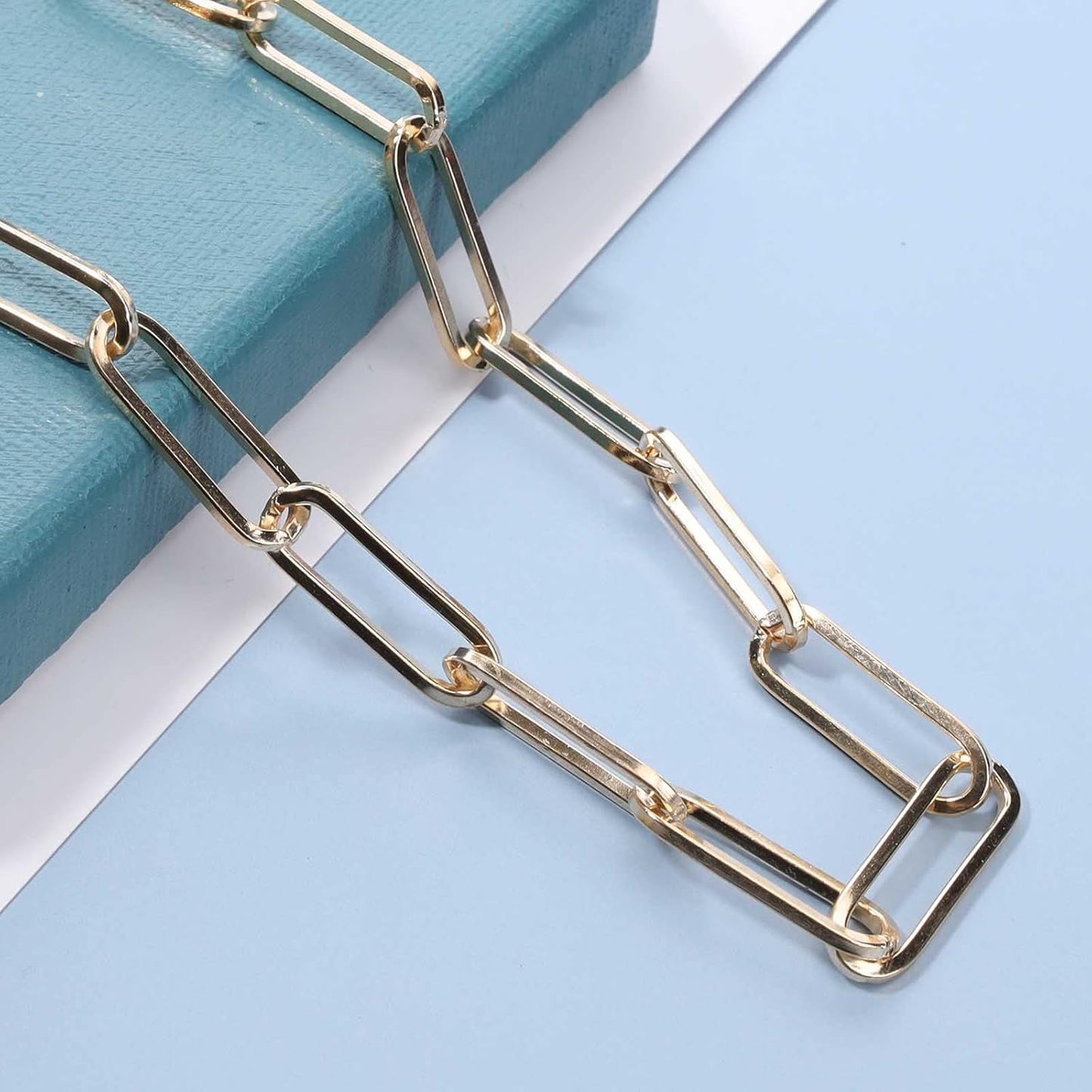 Boho Link Chain Y Necklace Gold Chain Lariat Necklace Chunky Chain Drop Necklace Paperclip Statement Necklace Jewelry for Women