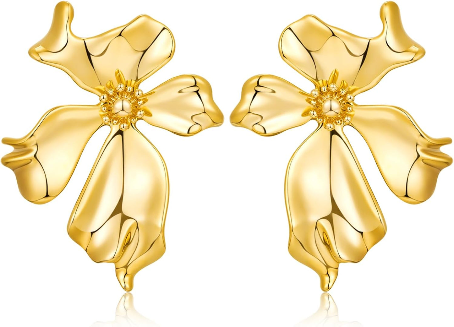 CLASSYZINT Gold/White/Red/Black Flower Stud Earrings For Women