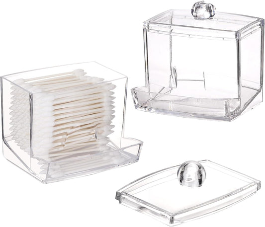 Tbestmax 2 Pack 10oz Qtip Dispenser Big Clear Qtip Holder, Bathroom Container Organizer Accessories Decor for Storage-Qtips Cotton Ball