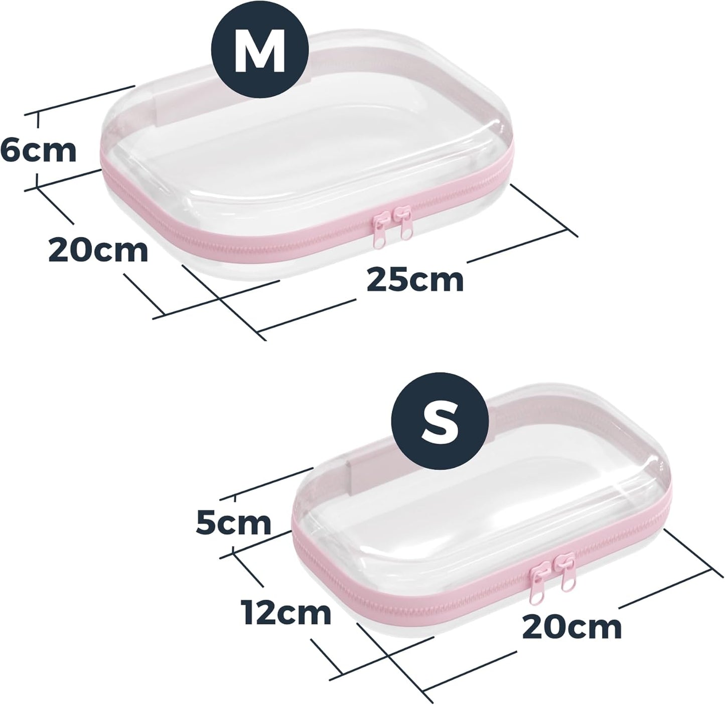 Extra Large 13.7" Durable Clear Hard Zipper Case 6 Pack, 2x Large, 2x Medium, 2x Small, Clear Travel Makeup Bag, Hard Plastic Travel Toiletry Bag for Women, Toy & Make Up Organizer Pouch