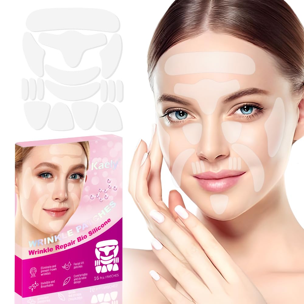 Kaely 128 Pcs Wrinkle Patches for Face Overnight, Silicone Scar Tape for Wrinkles Forehead, Face Tape for Wrinkles Overnight Sleeping Lifting Sagging Skin, Smile Line Facial Smoothing