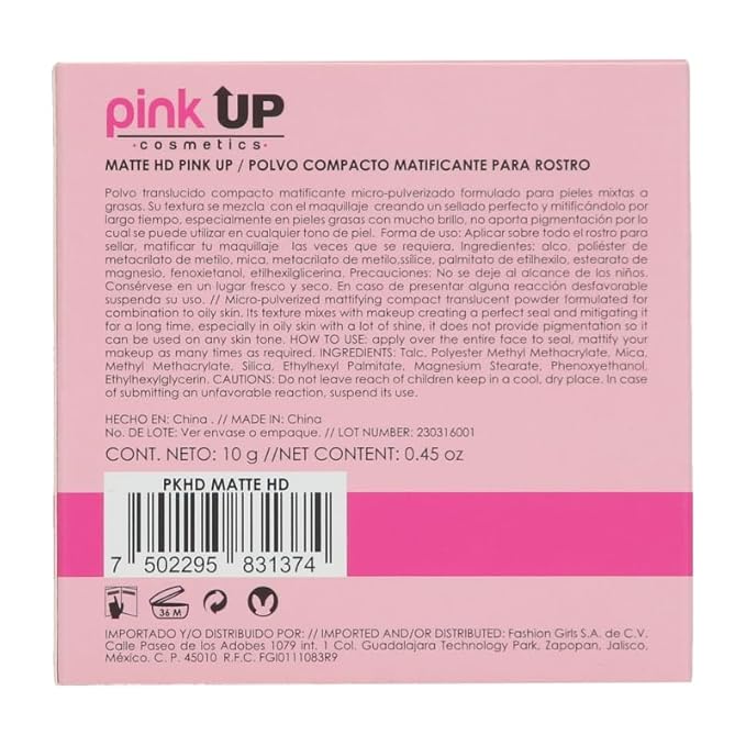 Matte HD Compact Powder Mattifying| Make up| Setting Powder| Pressed Powder | Face Make Up| For Combination Skin|Controls shine on facial skin| Model PKHD