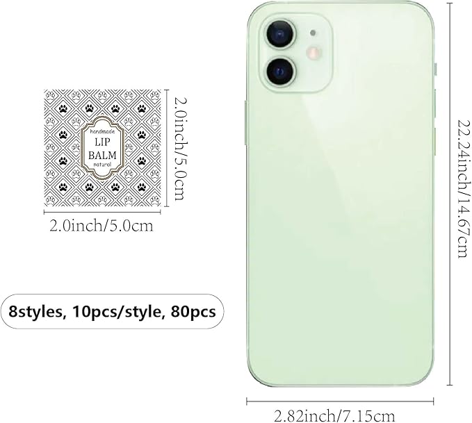 CRASPIRE 80Pcs 8 Styles Lip Balm Sticker Vintage Pattern Self-Adhesive Homemade Lip Balm Labels Vintage Square DIY Label Stickers for Lip Balm Containers Cosmetics Lipsticks