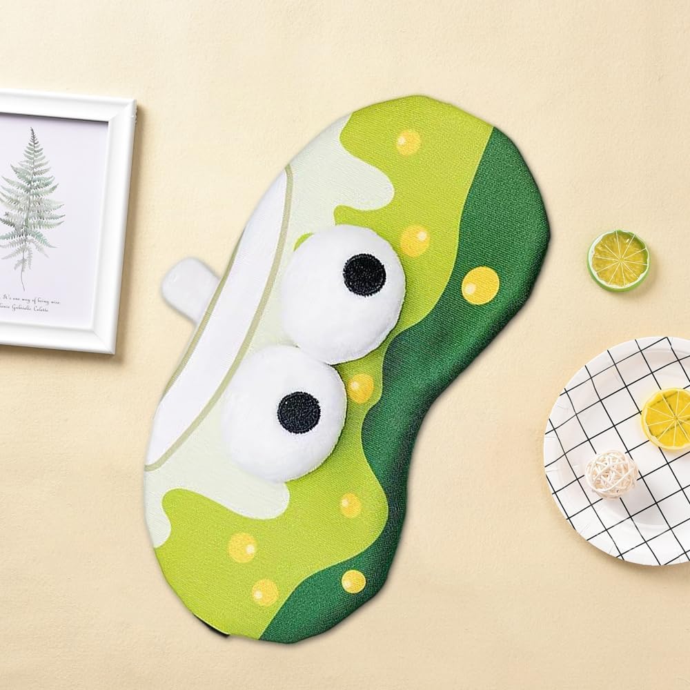 PERFECTSIGHT Sleep Eye Masks, Cute Plush Sleep Eye Cover Lightweight Adjustable Eyeshade Faux Fur Mask Cover for Women Men Sleep Travel Nap, Bubble Tea