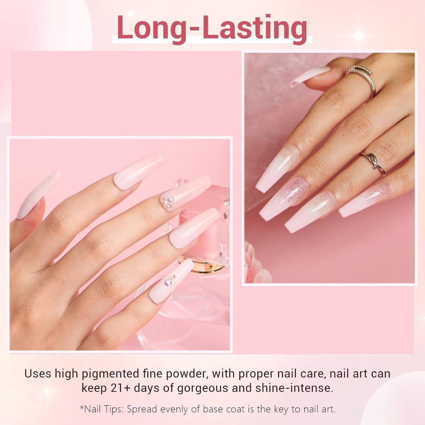 AZUREBEAUTY Dip Powder Nail Kit,4 Colors Nude Pink Glitter Hues,Starter Set for French Nails & All Seasons,Includes Base Coat, Top Coat, Activator & DIY Salon Liquids