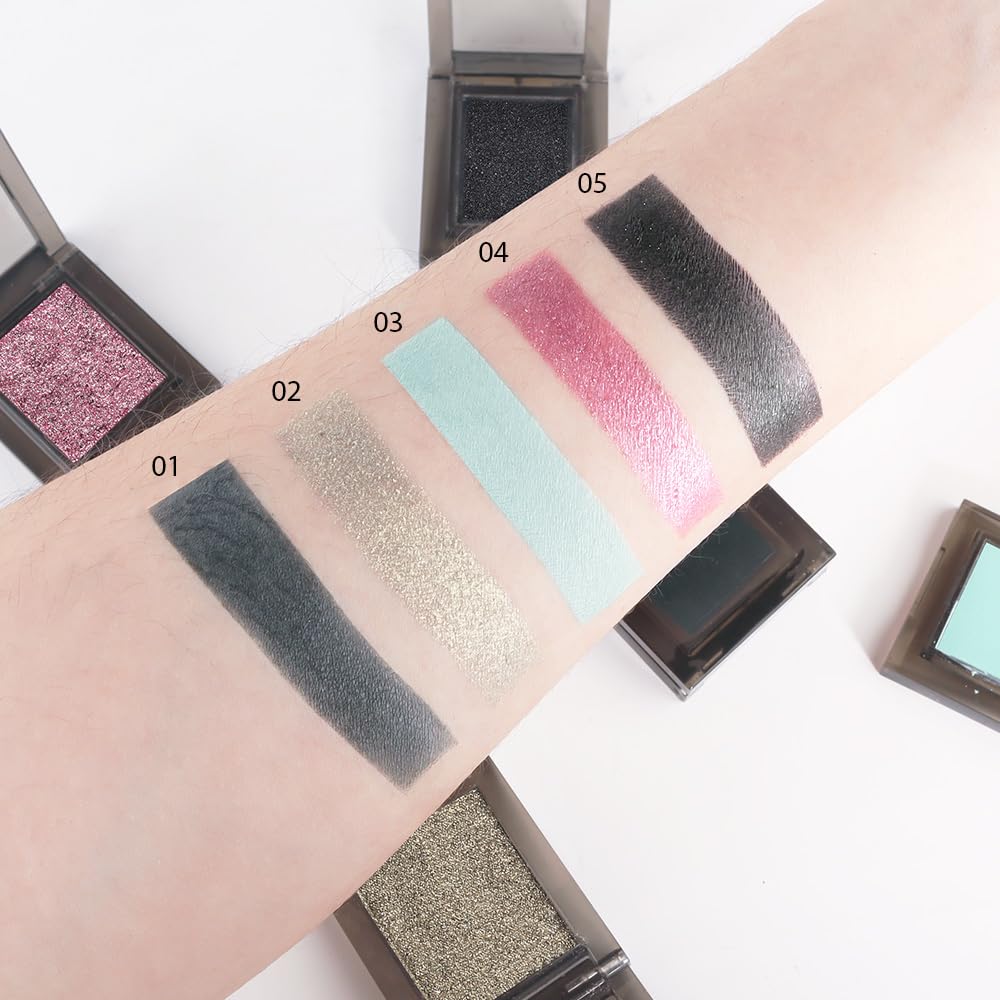 Single Nude Pink Shimmer Eyeshadow,Monochrome Eye Shadow,Apply Makeup Easily,Glitter Pressed Powder Single Eyeshadow,24 Hour Eye Makeup Longwear Waterproof